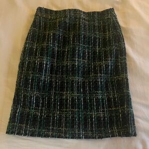Ann Taylor Green Tweed Wool blend Skirt